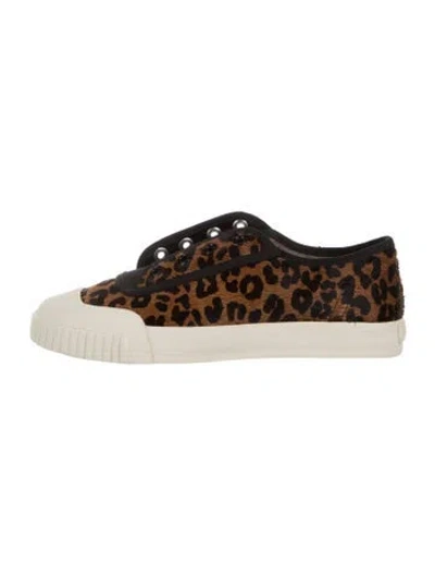 Pre-owned Schutz Ponyhair Animal Print Sneakers In Neutral