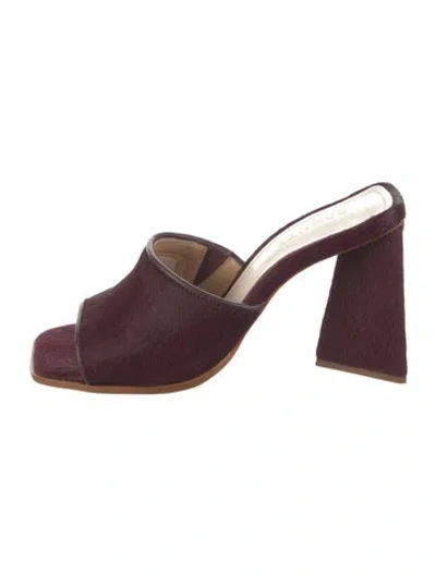 Pre-owned Schutz Ponyhair Leather Trim Embellishment Sandals In Purple