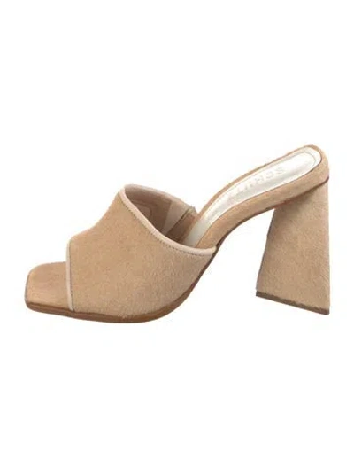 Pre-owned Schutz Ponyhair Slides In Neutral