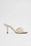 Schutz Posseni Croco Stiletto Slide Sandals In White