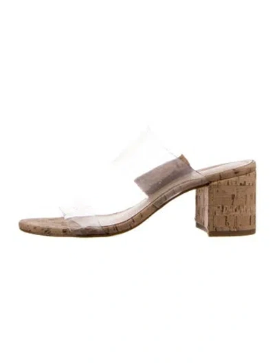Pre-owned Schutz Printed Slides In Neutral