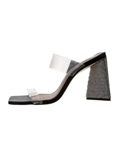 Pre-owned Schutz Pvc Crystal Embellishments Slides In Multi