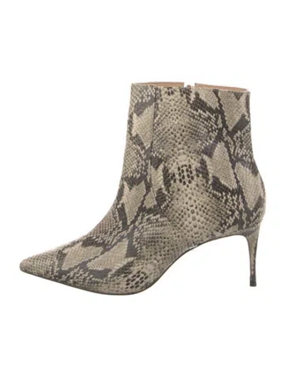 Pre-owned Schutz Python Animal Print Boots In Neutral