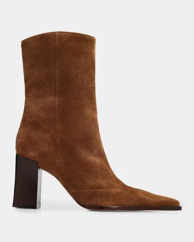 Schutz Raffaela 85mm Suede Ankle Boots In Brown