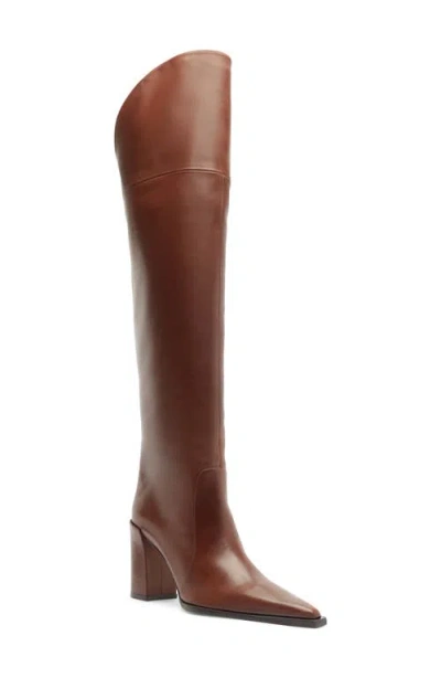 Schutz Raffaela Over The Knee Leather Boot In Warm Toffee