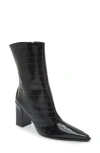 Schutz Raffaela Pointed Toe Bootie In Black Embossed