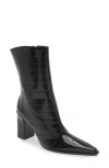 Schutz Raffaela Pointed Toe Bootie In Black Embossed