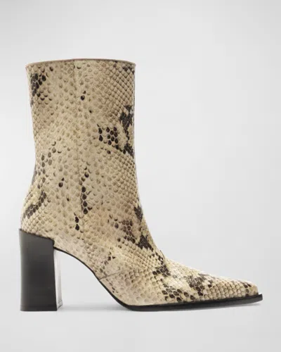 Schutz Raffaela Snake-embossed Ankle Booties In Animal Print