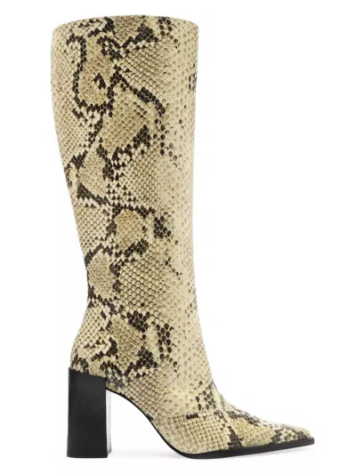 SCHUTZ RAFFAELA SNAKE LEATHER BOOTS IN NATURAL