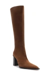 Schutz Raffaela Up Block Pointed Toe Knee High Boot In Brown