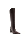 Schutz Raffaela Up Block Pointed Toe Knee High Boot In Brown