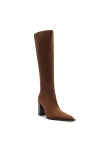 Schutz Raffaela Up Block Pointed Toe Knee High Boot In Brown