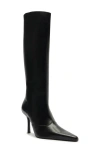 Schutz Raffaela Up Stiletto Pointed Toe Knee High Boot In Black