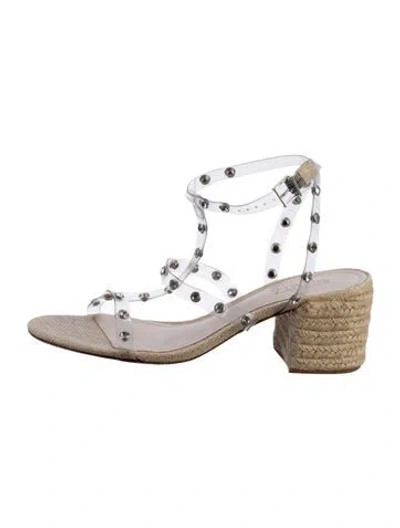 Pre-owned Schutz Raffia Crystal Embellishments Espadrilles In Neutral