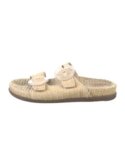 Pre-owned Schutz Raffia Espadrilles In Neutral