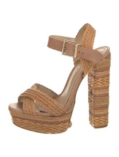 Pre-owned Schutz Raffia Espadrilles In Neutral