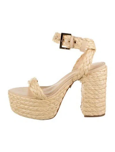Pre-owned Schutz Raffia Espadrilles In Neutral