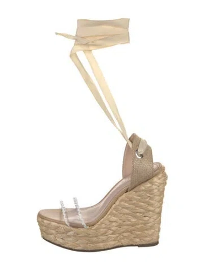 Pre-owned Schutz Raffia Espadrilles W/ Tags In Neutral