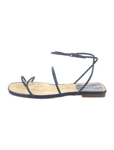 Pre-owned Schutz Raffia Gladiator Sandals In Blue
