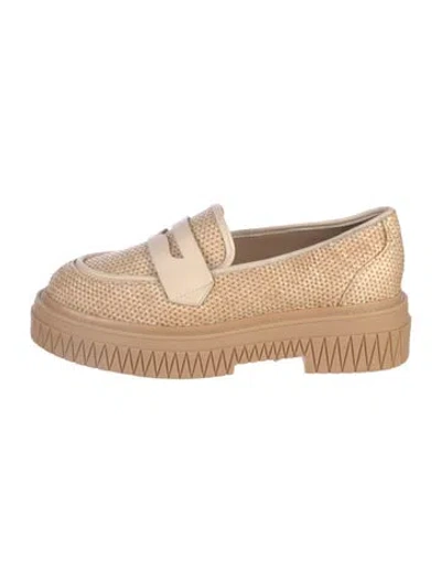 Pre-owned Schutz Raffia Loafers In Neutral