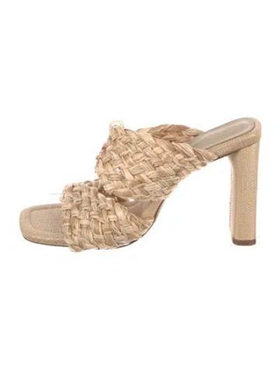 Pre-owned Schutz Raffia Sandals In Neutrals