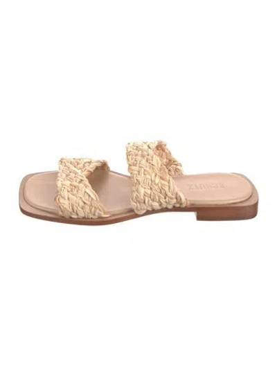 Pre-owned Schutz Raffia Slides In Neutral