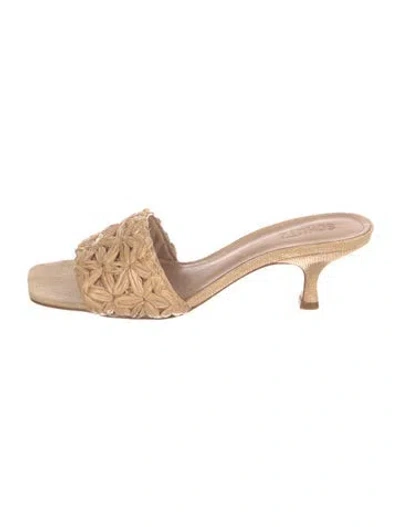 Pre-owned Schutz Raffia Slides In Neutral