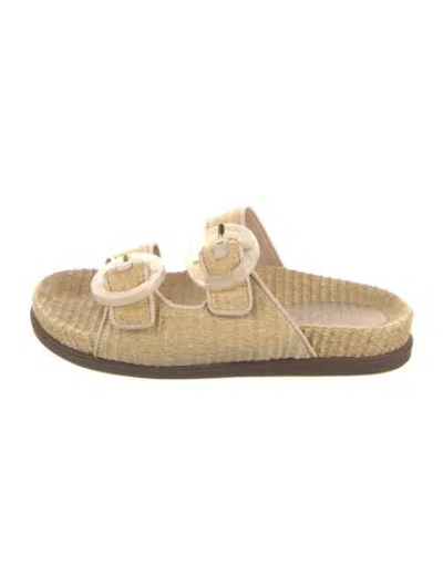 Pre-owned Schutz Raffia Slides In Neutral