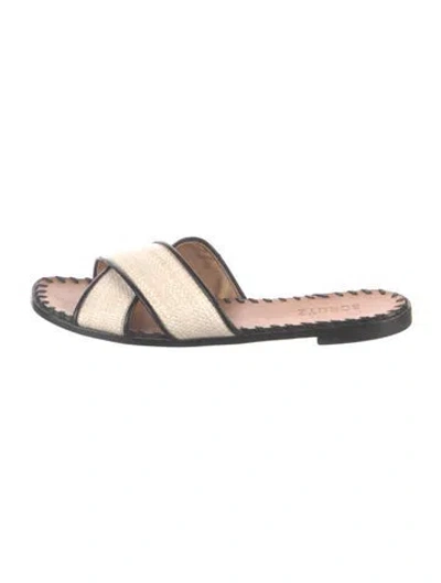 Pre-owned Schutz Raffia Slides In Neutral