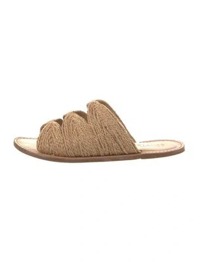 Pre-owned Schutz Raffia Slides In Neutrals