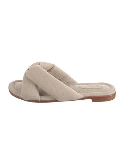 Pre-owned Schutz Raffia Slides In Neutrals