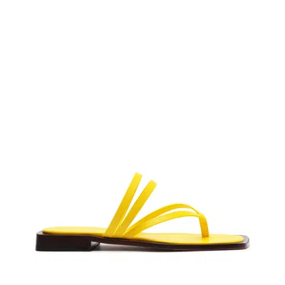 Schutz Rania Leather Flat Sandal In Yellow