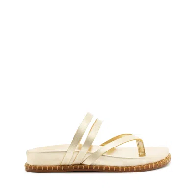 Schutz Rania Sporty Metallic Leather Sandal In Gold