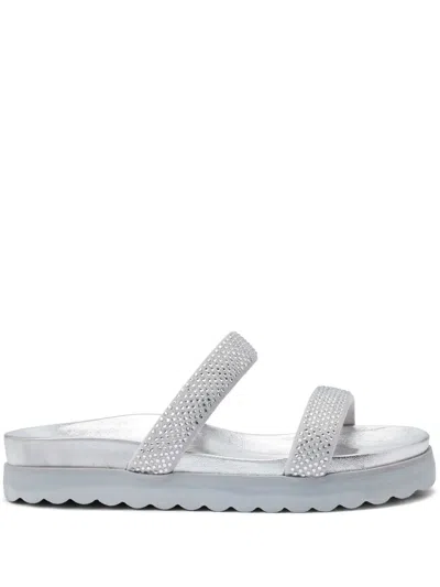 Schutz Rhinestone Sandals In 银色