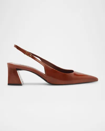 Schutz Rhonda Patent Leather Slingback Mid Pumps