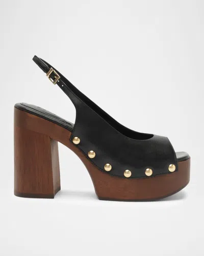 SCHUTZ ROSE LEATHER PLATFORM SLINGBACK PEEP-TOE SANDALS