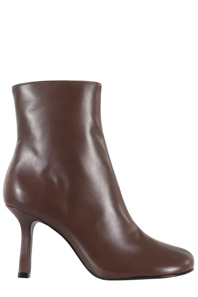 Schutz Rounded Toe Ankle Boot In Brown