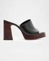 Schutz Rowen Leather Block-heel Mule Sandals In Black