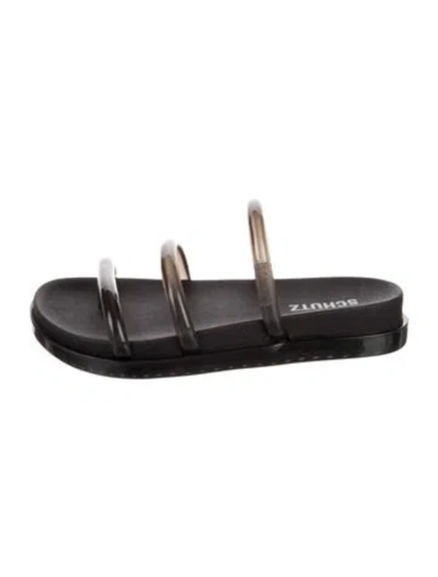 Pre-owned Schutz Rubber Slides In Black