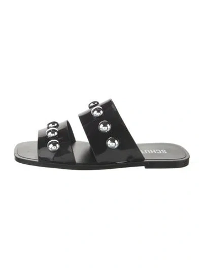 Pre-owned Schutz Rubber Studded Accents Slides In Black