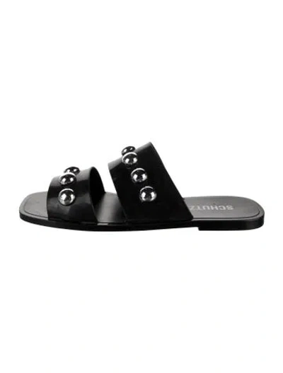 Pre-owned Schutz Rubber Studded Accents Slides In Black