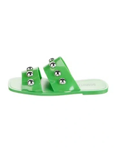 Pre-owned Schutz Rubber Studded Accents Slides In Green