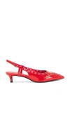 Schutz Ruth Mid Leather Pump In 火焰红