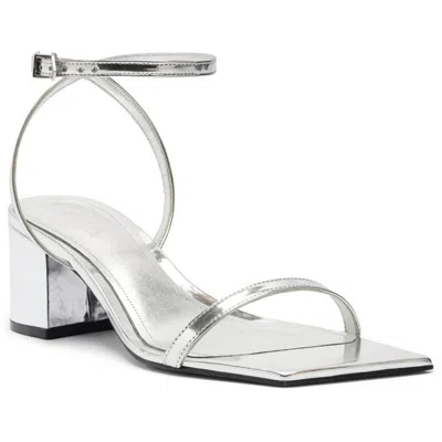 Schutz S22048002001u Womens Block Heel Leather Block Heels In Silver