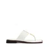 Schutz Salma Leather Flat Sandal In White