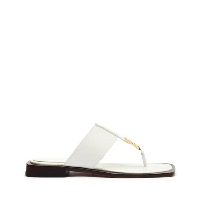 Schutz Salma Leather Flat Sandal In White
