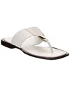 Schutz Salma Leather Flat Sandal In White