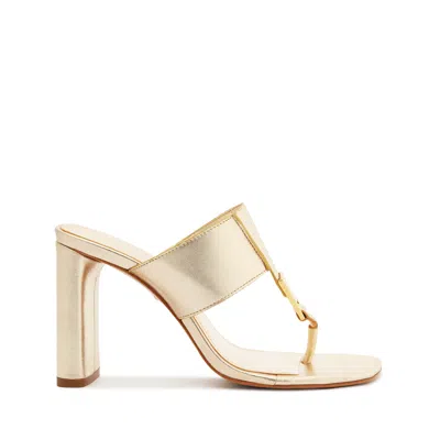 Schutz Salma Metallic Leather Sandal In Gold