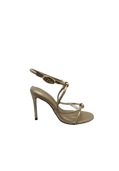 Schutz Sandal Heel 10cm Woman  With Knot In Gold