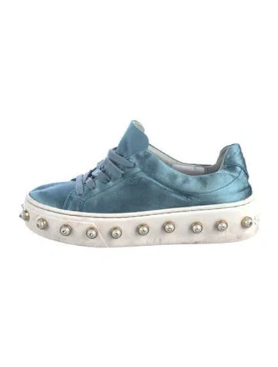 Pre-owned Schutz Satin Sneakers In Blue